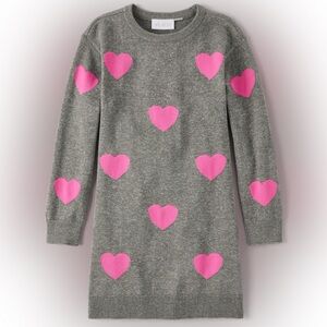 Gray Sweater Dress with Pink Hearts